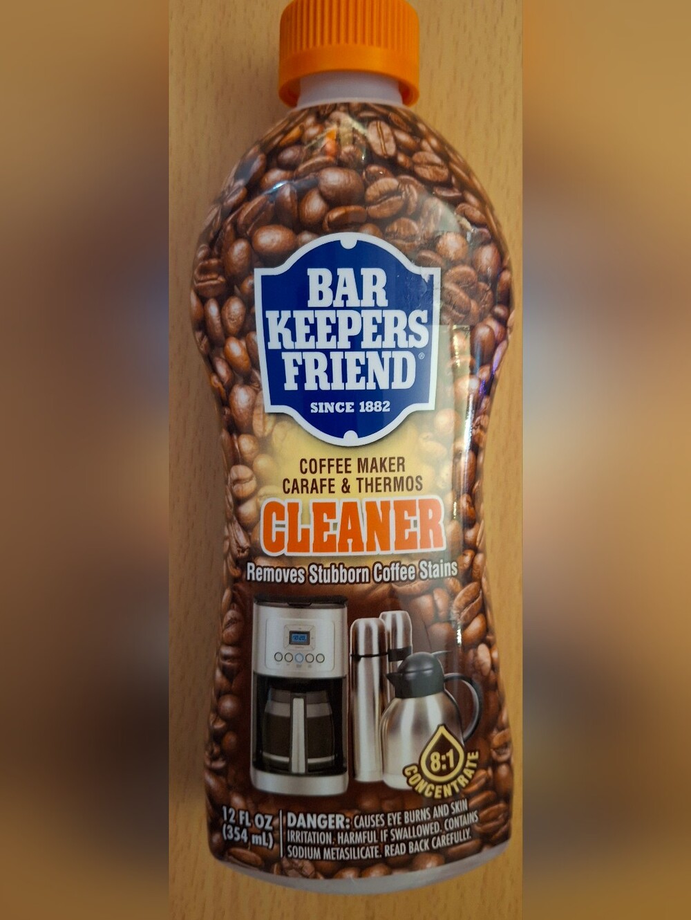 Bar Keepers Friend Coffee Maker Carafe Thermos Cleaner 8:1 Concentrate 12oz